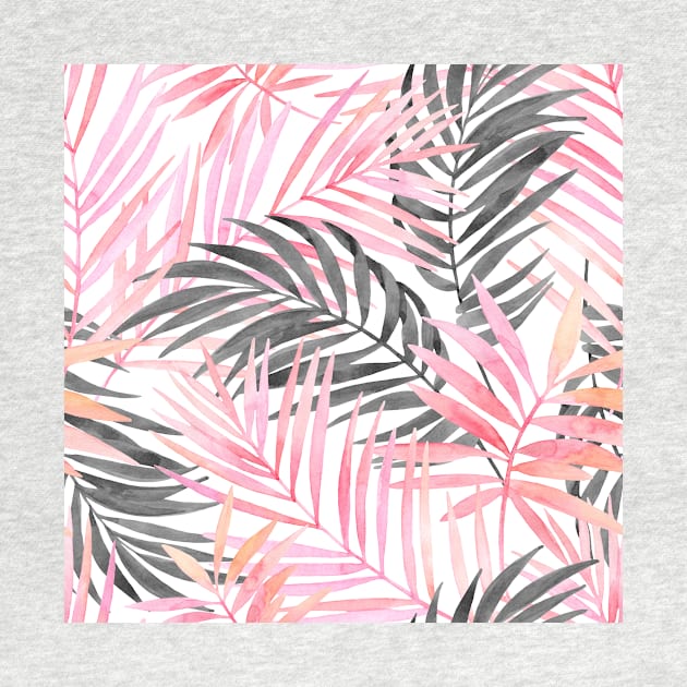 Blush Pink Watercolor Tropical Palm Leaves by NewburyBoutique